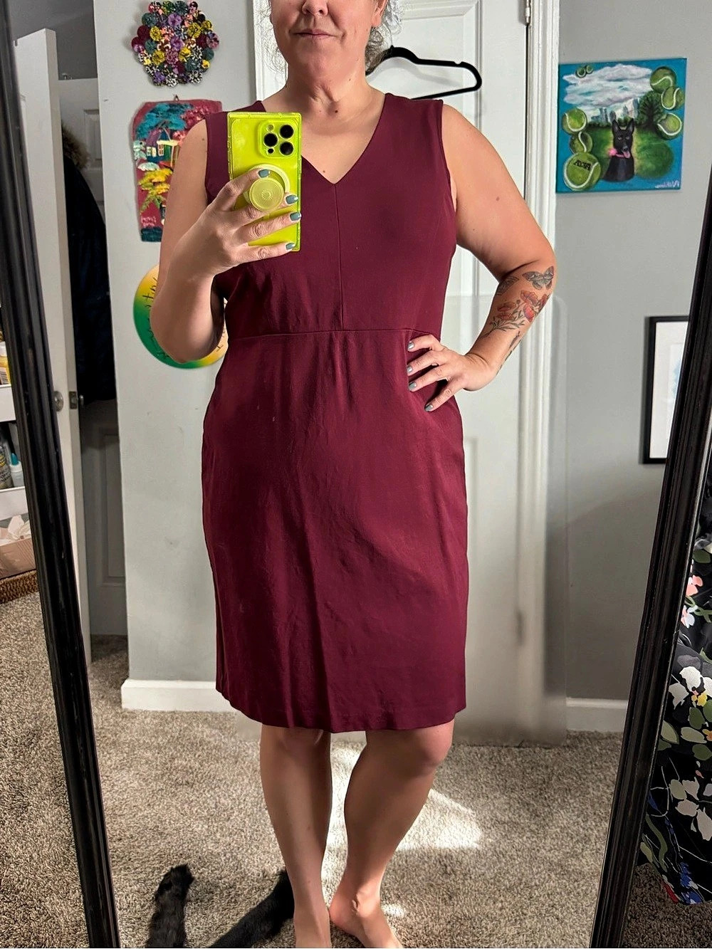 LOFT Burgundy Sleeveless Midi Dress Size 14 Like New